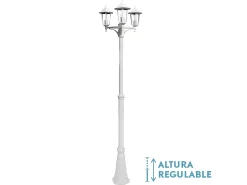 Farola De Tres Luces Blanca, En Aluminio Modelo Auriga