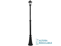 Farola Regulable En Altura Modelo Auriga Negro De Aluminio,