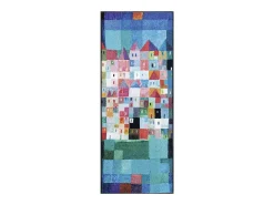Felpudo 50x75 tejido estampado fresco CASAS azul