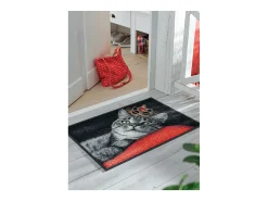 Felpudo 50x75 tejido estampado animal ROYAL CAT rojo