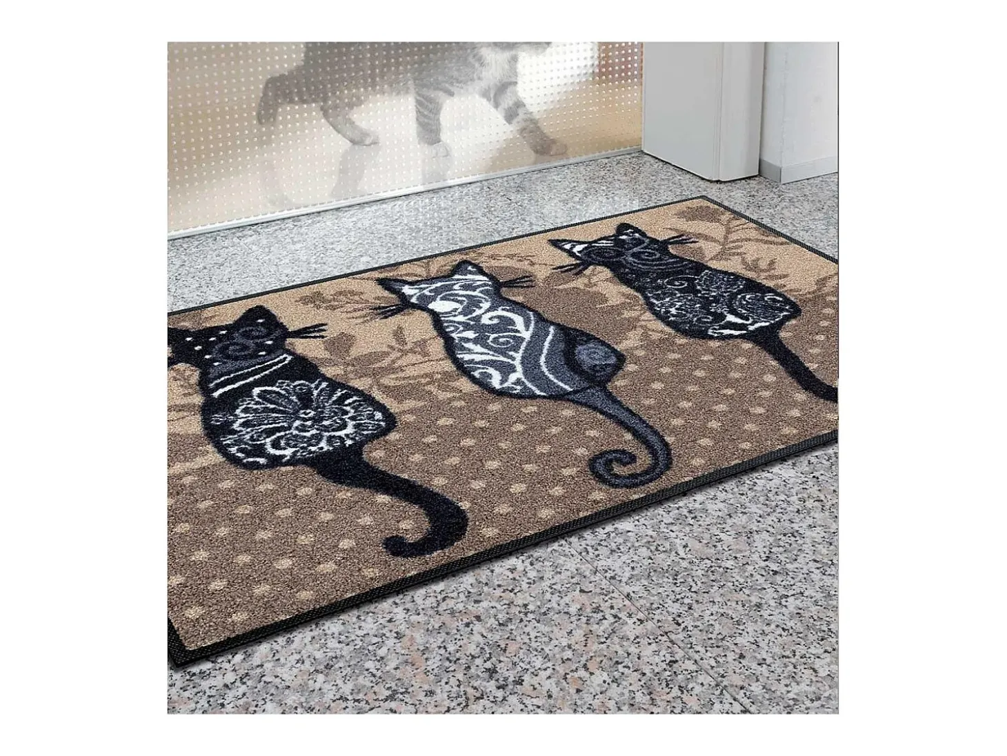 Felpudo 50x75 tejido estampado animales KATBANDE marrón