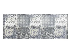 Felpudo 50x75 tejido retro-vintage ARABESQUE estampado azul y gris