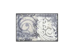 Felpudo 50x75 tejido retro-vintage ARABESQUE estampado azul y gris