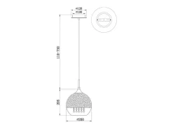 Fermi Lámpara Colgante de Techo Dome Níquel y Cristal, 1 Luz, E27