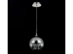 Fermi Lámpara Colgante de Techo Dome Níquel y Cristal, 1 Luz, E27