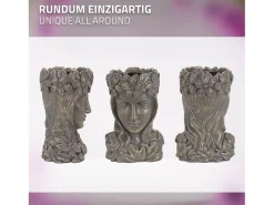 Figura decorativa maceta 21 x 16 x 32 cm bronce jarrón florero forma de cara