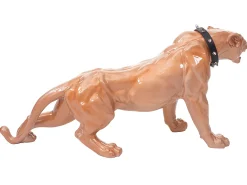 Figurita decorativa pantera con collar, antiguo alto brillo con collar