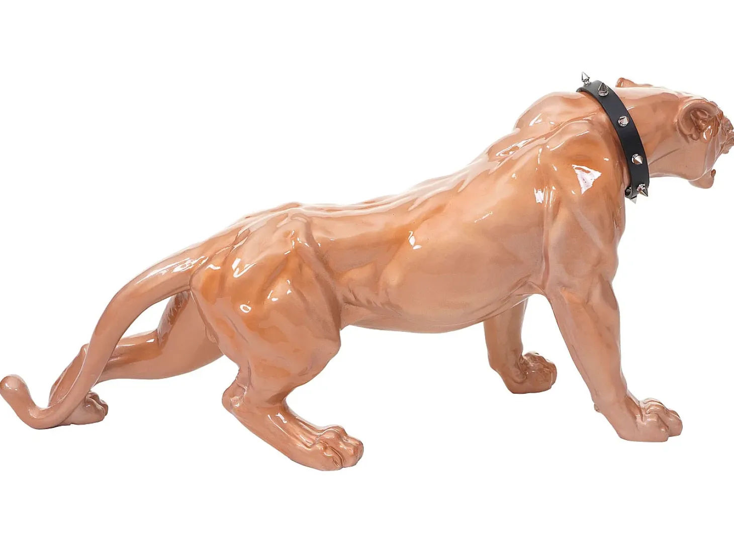 Figurita decorativa pantera con collar, antiguo alto brillo con collar