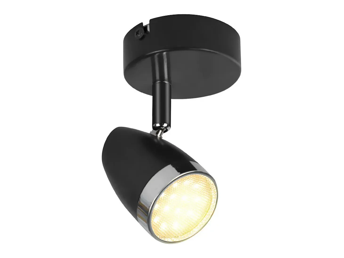 Foco de techo LED NETTLIFE, 1 bombilla moderna, 4 W, negro, blanco cálido, 3000 K, ajustable 350°