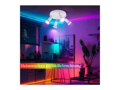 Foco de techo LED NETTLIFE blanco Focos de techo - Lámpara de techo de metal GU10 orientable de 4 llamas Moderna