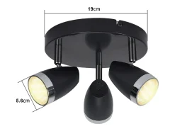 Foco de techo LED NETTLIFE 3 focos moderno 4W negro 3000K orientable 350°