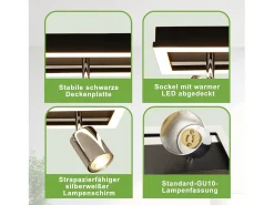 Foco de techo LED NETTLIFE de 4 focos, lámpara de techo: foco de techo GU10, lámpara de cocina orientable, foco plateado de 18 W