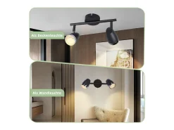 Foco de techo LED NETTLIFE 2 focos moderno 4W negro 3000K orientable 350°