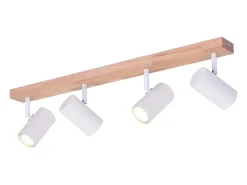 Foco de techo NETTLIFE de 4 focos, madera negra, estilo vintage, GU10, luz de techo orientable, lámpara de pasillo orientable 350°