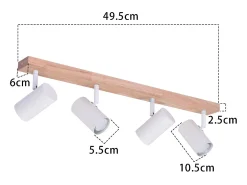 Foco de techo NETTLIFE de 4 focos, madera negra, estilo vintage, GU10, luz de techo orientable, lámpara de pasillo orientable 350°