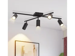 Foco de techo NETTLIFE negro, lámpara de techo GU10 de 5 luces, lámpara moderna para sala de estar, cocina y dormitorio