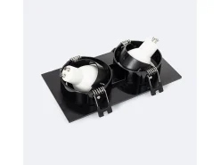 Foco Downlight Cuadrado Basculante GU10 6W Corte 75x150 mm PC No Flicker 4000K Negro Blanco Neutro