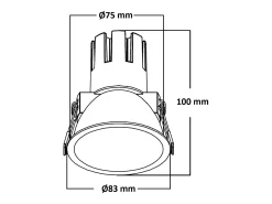 Foco Downlight LED 5W / 7W Cónico Areni Corte Ø 75 mm 2700K Gris Blanco Cálido 5 W