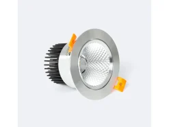 Foco Downlight LED 12W COB Direccionable Circular Plata Corte Ø 90 mm No Flicker 4000K Blanco Neutro