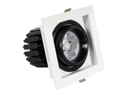 Foco Downlight LED 12W COB Direccionable 360º Cuadrado Corte 100x100 mm CRI90 Expert Color No Flicker No Flicker 3000K Blanco Cálido