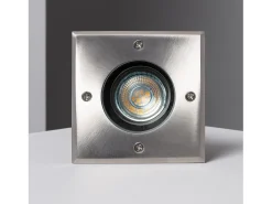 Foco Exterior Empotrable Suelo Cuadrado Inox GU10 Cenit Plateado