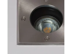 Foco Exterior Empotrable Suelo Cuadrado Inox GU10 Cenit Plateado