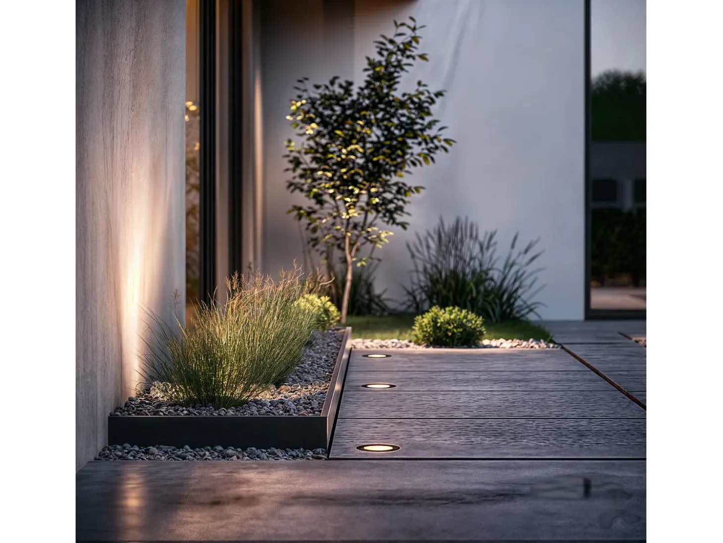 Foco Exterior LED Empotrable Suelo 12V DC Negro Clarion 2700K Blanco Cálido