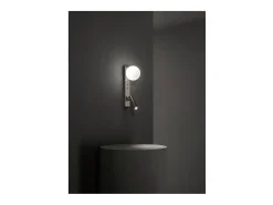 Fog - Aplique de pared con USB y USB-C, LED 3W + G9, Esfera blanca, 3000K, Cuerpo orientable, Difusor de cristal - Perenz - Gris