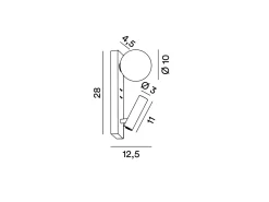Fog - Aplique de pared con USB y USB-C, LED 3W + G9, Esfera blanca, 3000K, Cuerpo orientable, Difusor de cristal - Perenz - Dorado