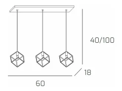 Frame Sospensione Rettangolare 3 Luci