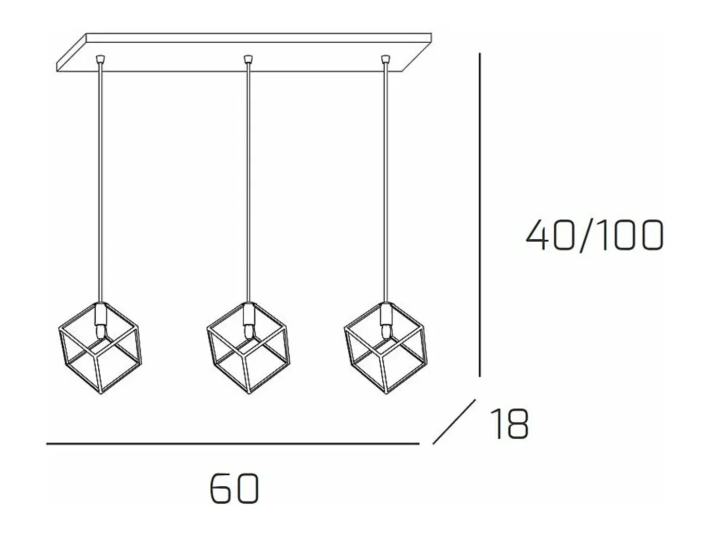 Frame Sospensione Rettangolare 3 Luci