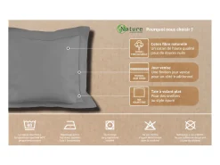 Funda de almohada de algodón 63x63 cm PERCALE gris