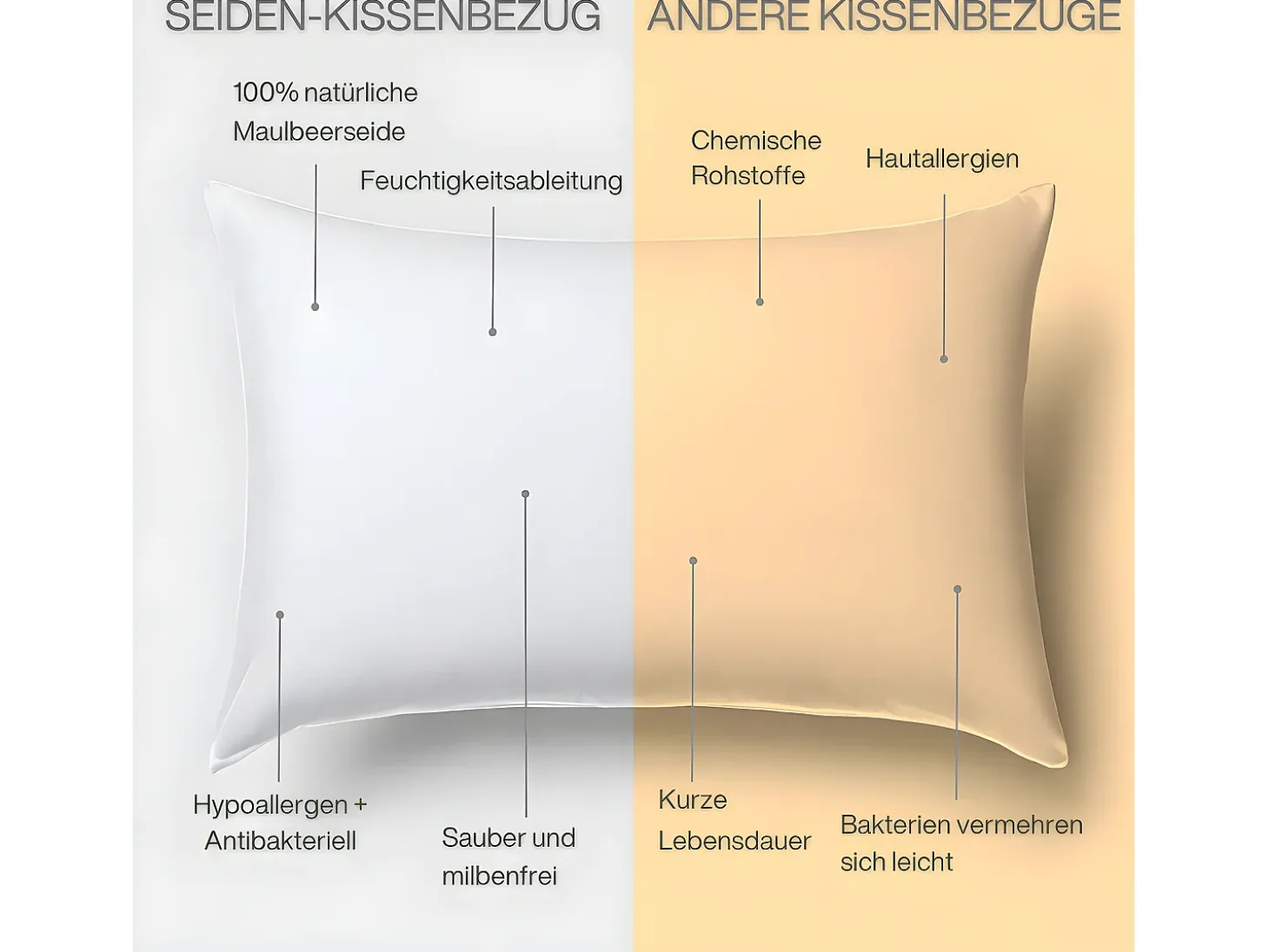 Funda de Almohada en Pura Seda de Morera 65x65 INPHYSIO