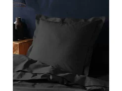 Funda de Almohada "Lina" 63x63cm Negro 100% Algodón Certificado Oeko-Tex
