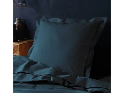 Funda de Almohada "Lina" 63x63cm Azul de Algodón 57 hilos/cm² Certificado Oeko-Tex