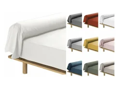 Funda de almohada percal color lino 85 x 185 cm