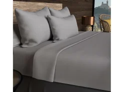 Funda de almohada rectangular US 50x75 cm en algodón liso 57 hilos Soleil D'ocre gris