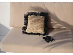 Funda De Cojín De Rafia - Negro Natural - 40x40