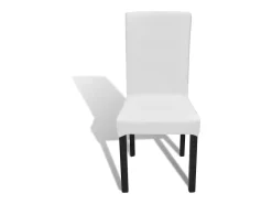 Funda de silla elástica recta 4 unidades blanca ES400820