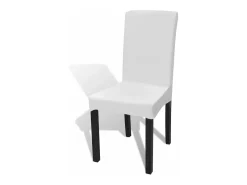 Funda de silla elástica recta 4 unidades blanca ES400820
