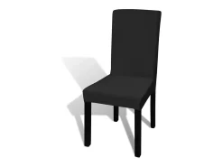 Funda de silla elástica recta 4 unidades negra ES630935