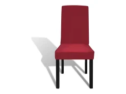 Funda de silla elástica recta 4 unidades burdeos ES521501
