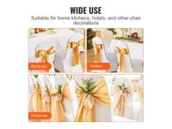 Funda de Silla SucceBuy 50 uds., Dorado, Funda de Silla y Cinturón de Silla Extensible