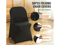 Funda de Silla SucceBuy 30 uds., Negro, de Sillas Plegables en Elastano Extensible