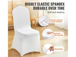 Funda de Silla SucceBuy 12 uds., Blanco, de Sillas Plegables Blancas para Matrimonio, Vacaciones, Banquete
