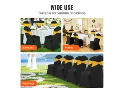 Funda de Silla SucceBuy 30 Piezas, Negro, Fundas de Protección Universal para Cena de Matrimonio