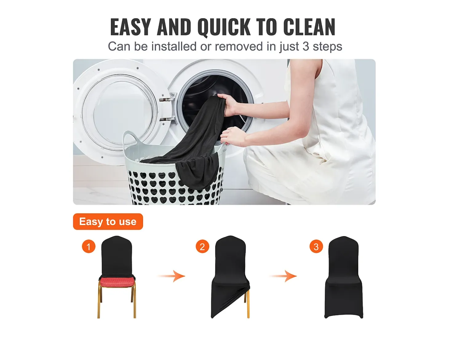 Funda de Silla SucceBuy 30 Piezas, Negro, Fundas de Protección Universal para Cena de Matrimonio