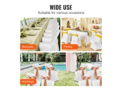 Funda de Silla SucceBuy 50 Piezas, Blanco, de Sillas Plegables en Elastano Extensible para Matrimonio