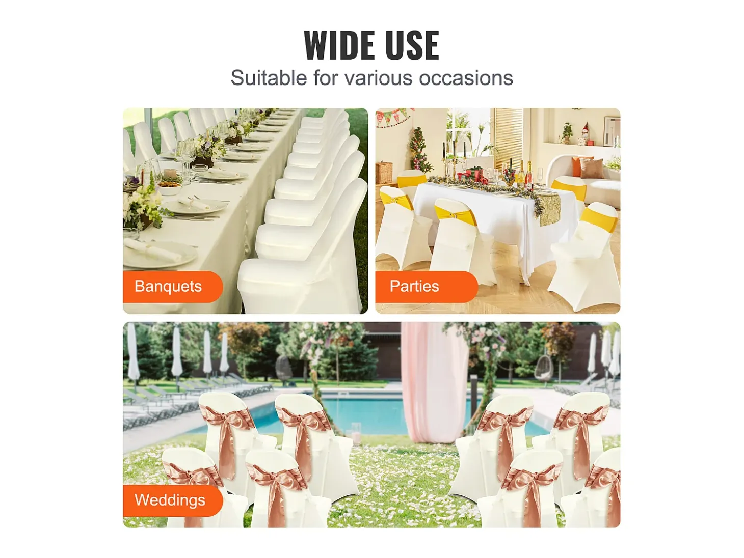 Funda de Silla SucceBuy 30 uds., Blanco, para Matrimonio, Banquete, Celebración, Sala de Comer