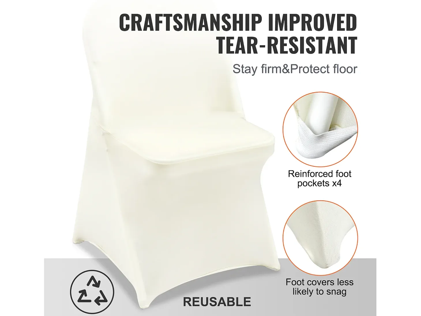 Funda de Silla SucceBuy 50 Piezas, Blanco Ívoro, Fundas de Protección Universal